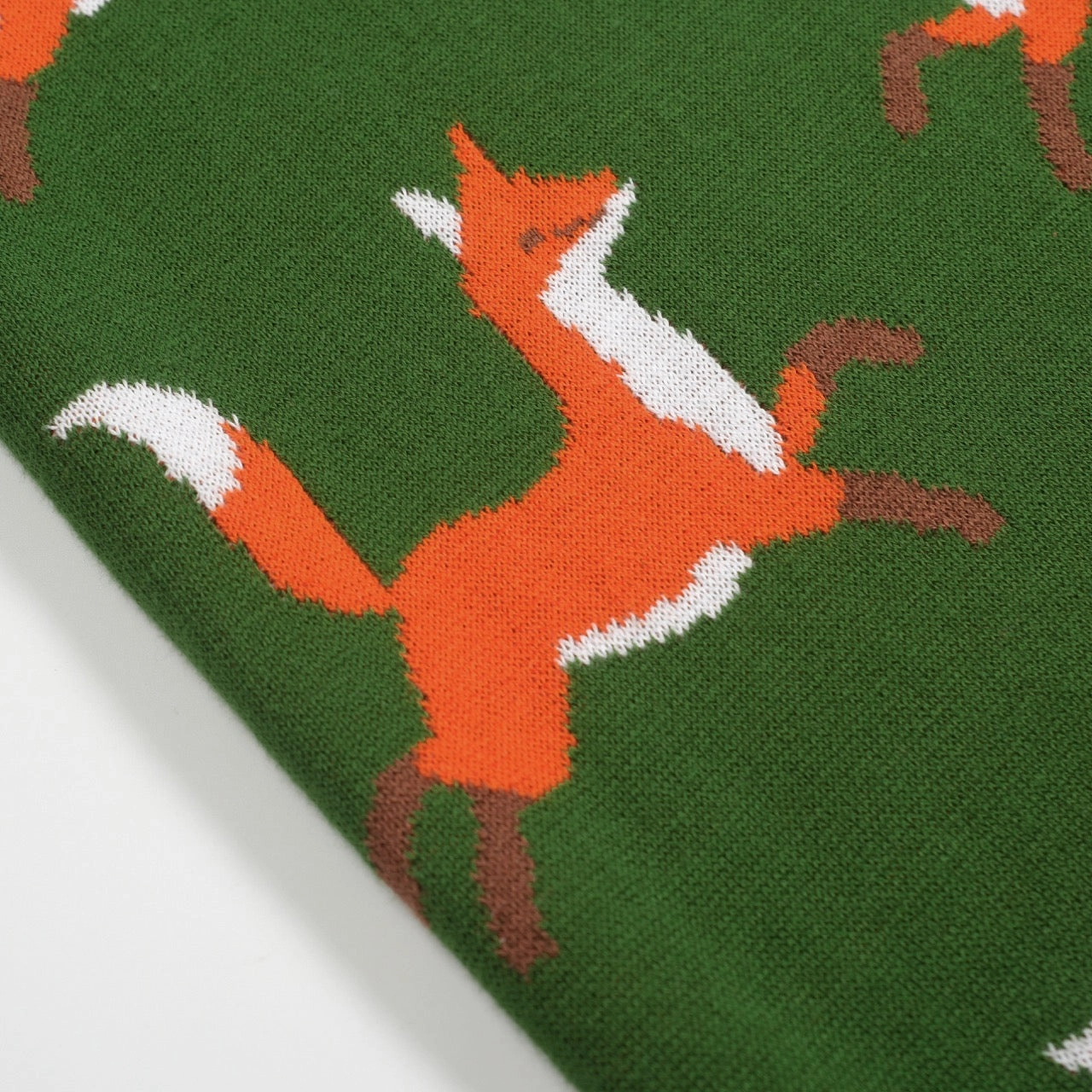 Women's green vintage fox jacquard knitwear Knitwear Wholesalers Leicester