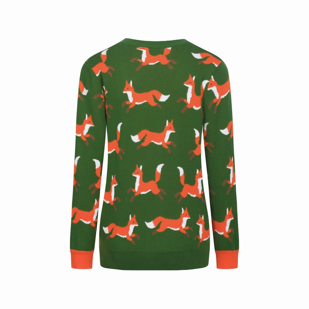 Orkney Island Knitwear Women's green vintage fox jacquard knitwear