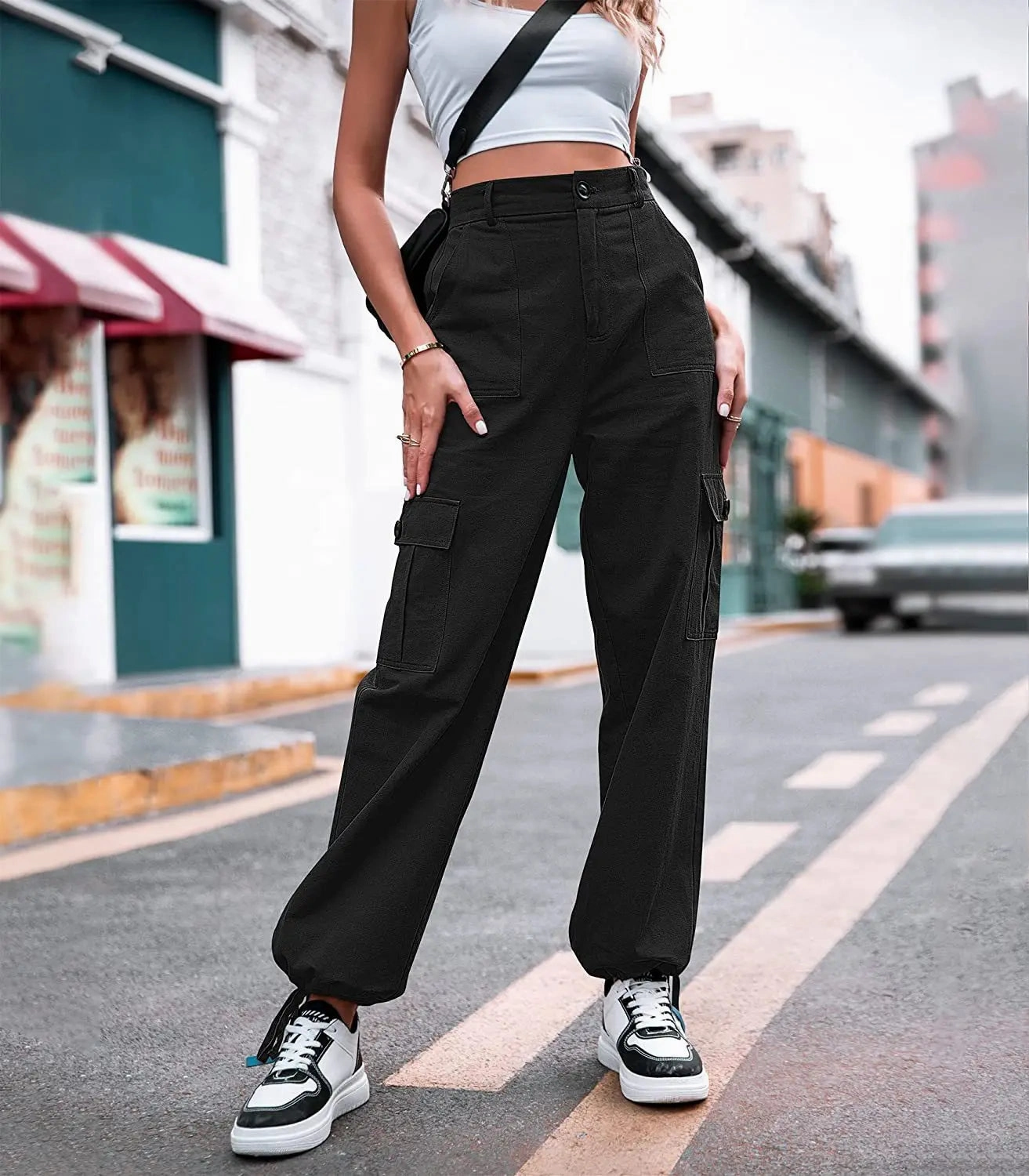 Travis Scott X Jordan Cargo Pants Women's High-Waist Cotton Wide-Leg Cargo Pants