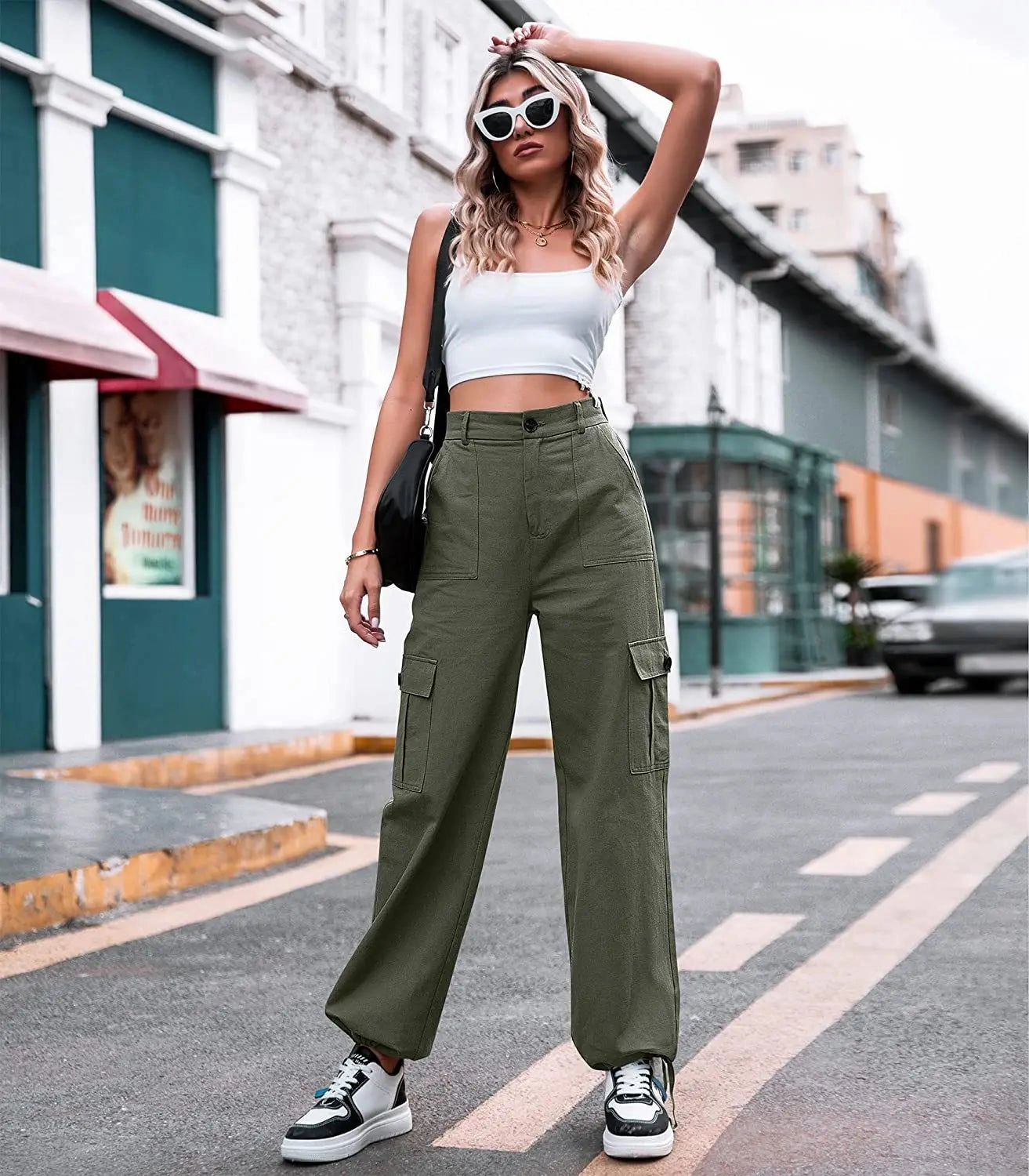 M47 Cargo Pants Women's High-Waist Cotton Wide-Leg Cargo Pants
