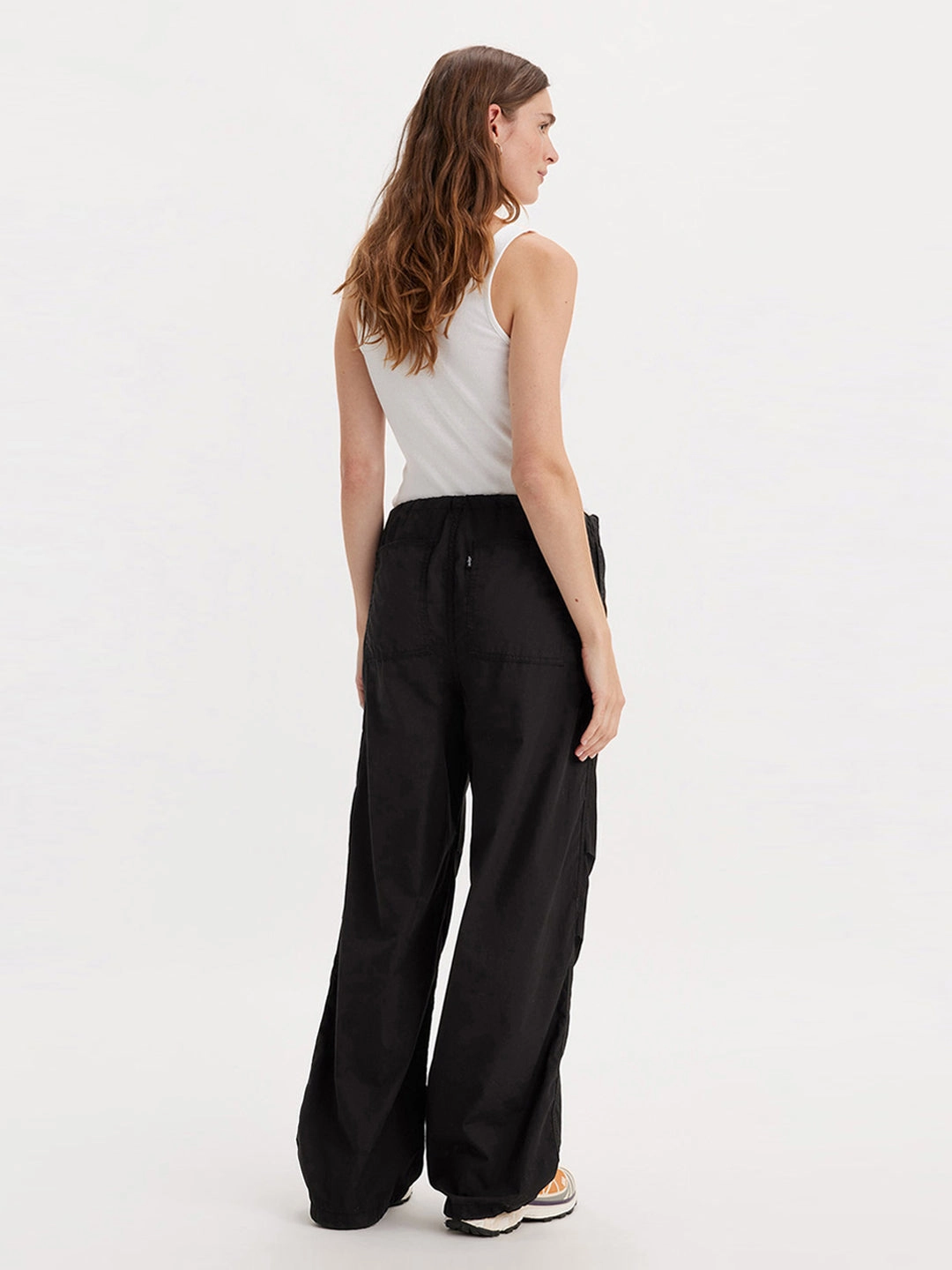 Women's Mid Rise BlackBaggy Fit Cargo Trousers Dickie Cargo Pants
