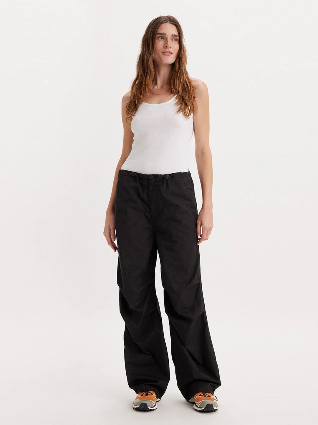 Women's Mid Rise BlackBaggy Fit Cargo Trousers Aeropostale Convertible Cargo Pants