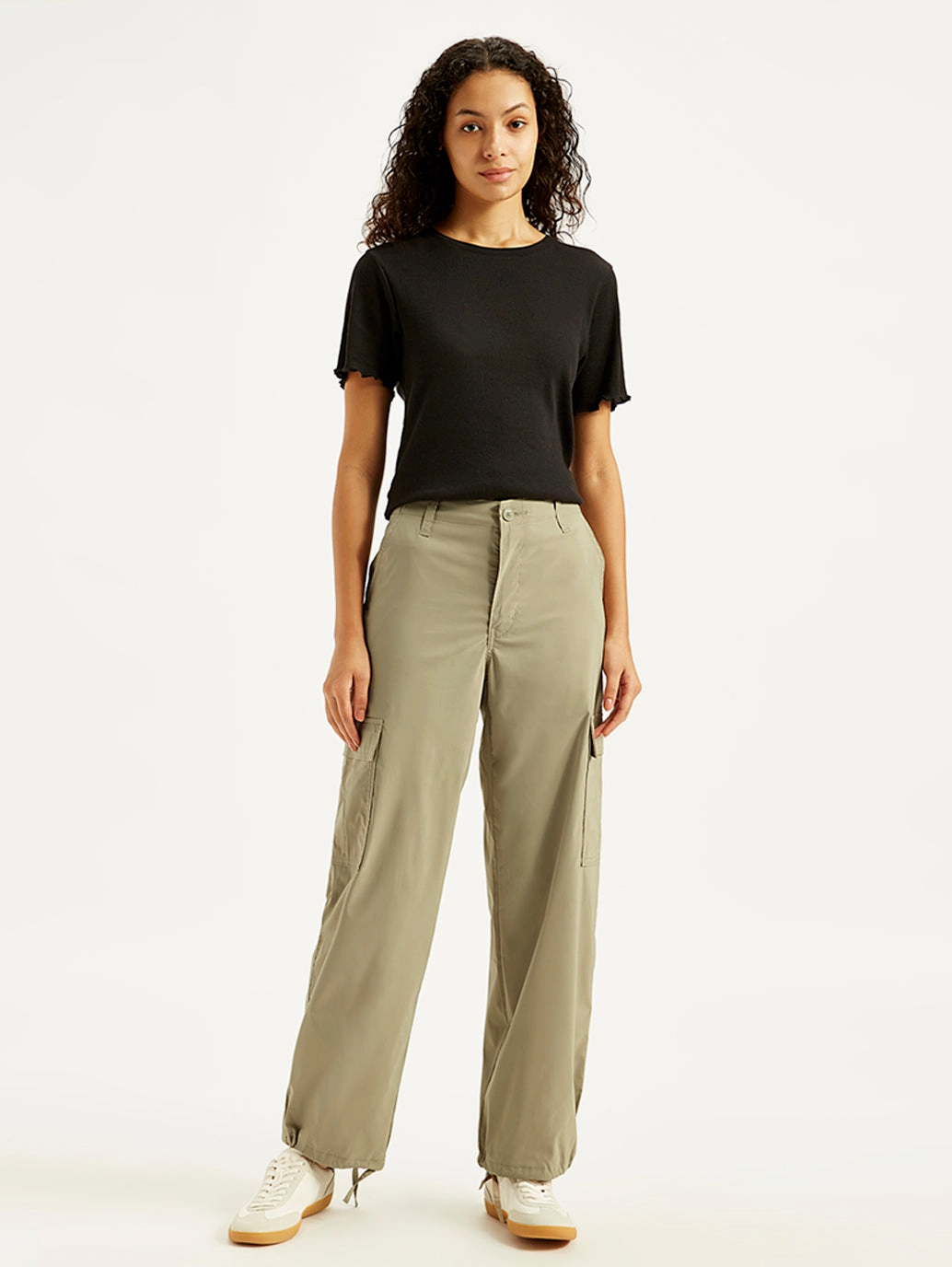 Women's Mid RiseBaggy Fit Cargo Trousers Cargo Pants With Tight Ankles