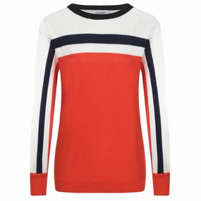 Women's orange striped jacquard vintage knitwear Acid Wash Knitwear