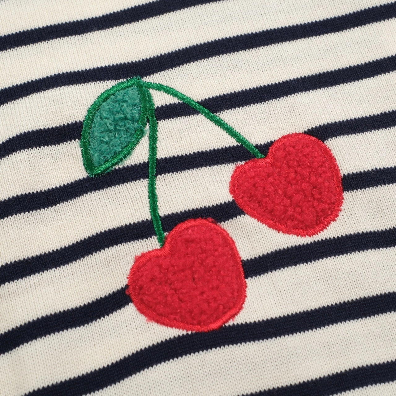 Ribbed Knitwear Women's striped cherry embroidery vintage knitwear