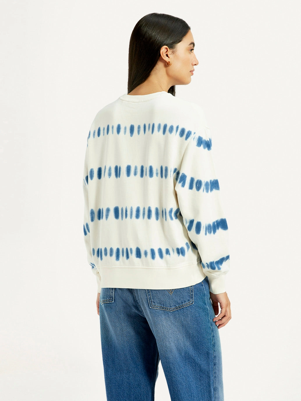 Port And Co Sweatshirts Women's Tie-Dye Off White Crew Neck Sweatshirt