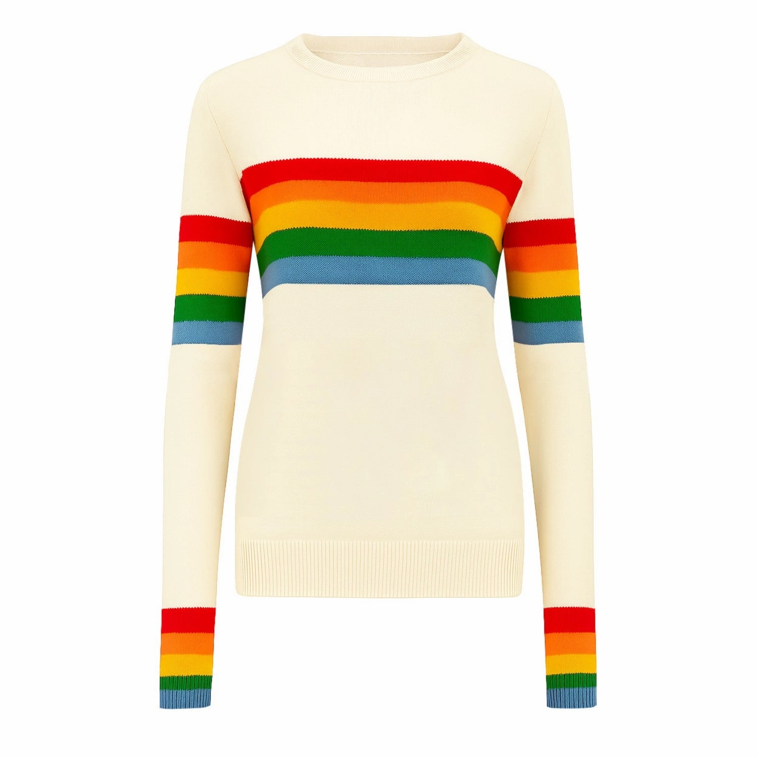 Bogner Knitwear Women's white apricot rainbow jacquard knitwear