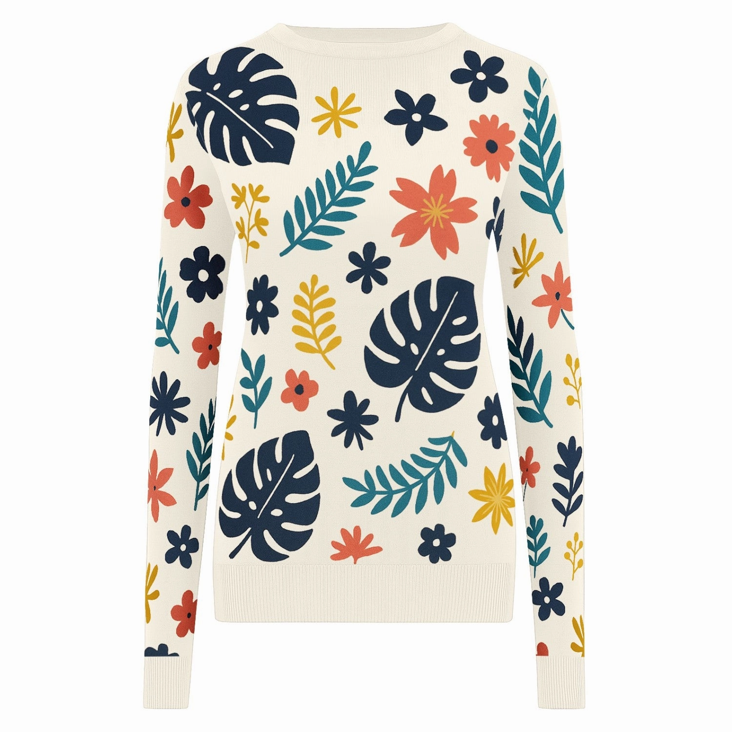 Alpini Knitwear Women's white vintage floral jacquard knitwear