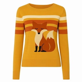 Women's yellow fox striped jacquard knitwear Bridal Knitwear