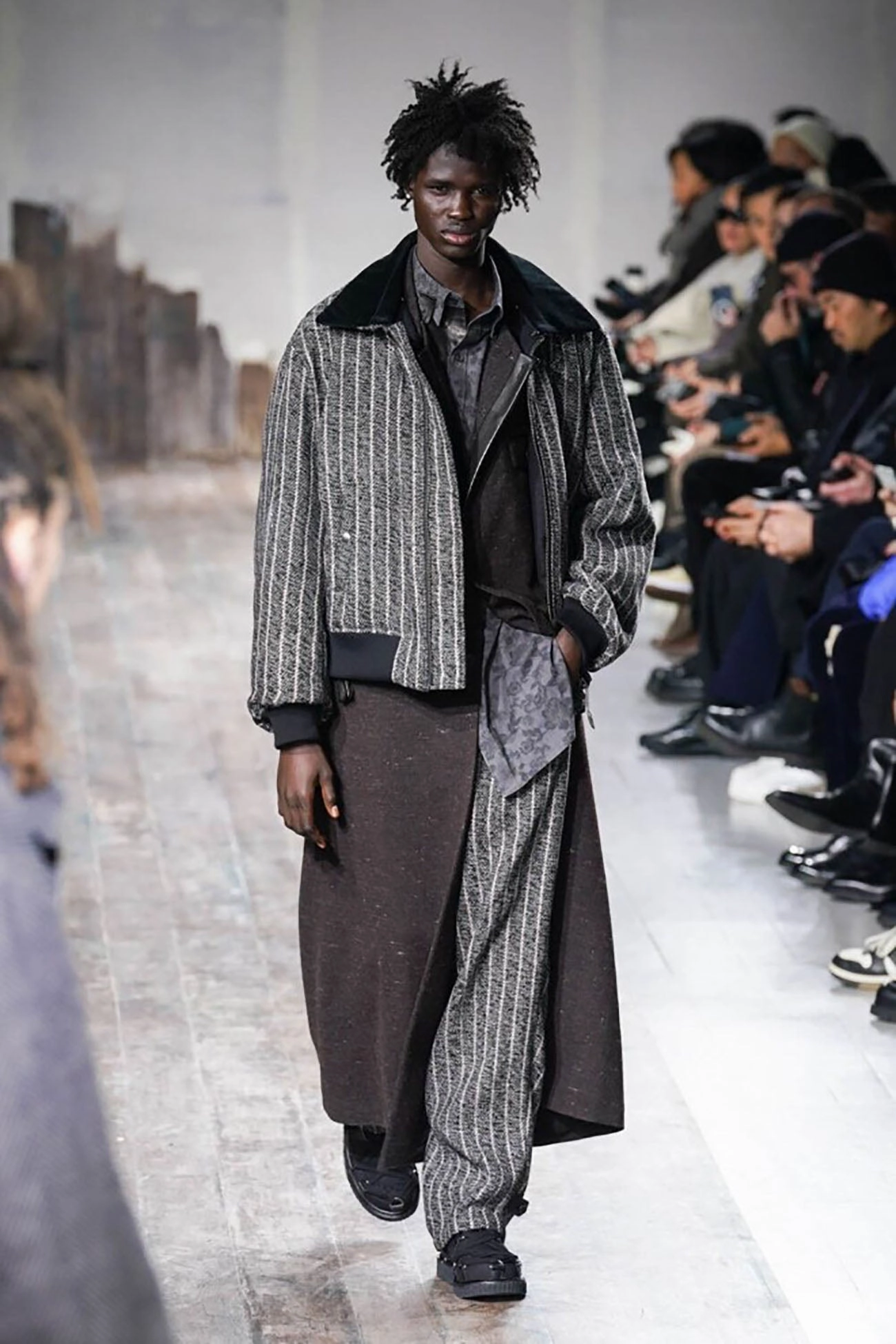 Military Bomber Jackets WOOL SPINNING LEATHER SWITCH COLLAR BUTTON JACKET