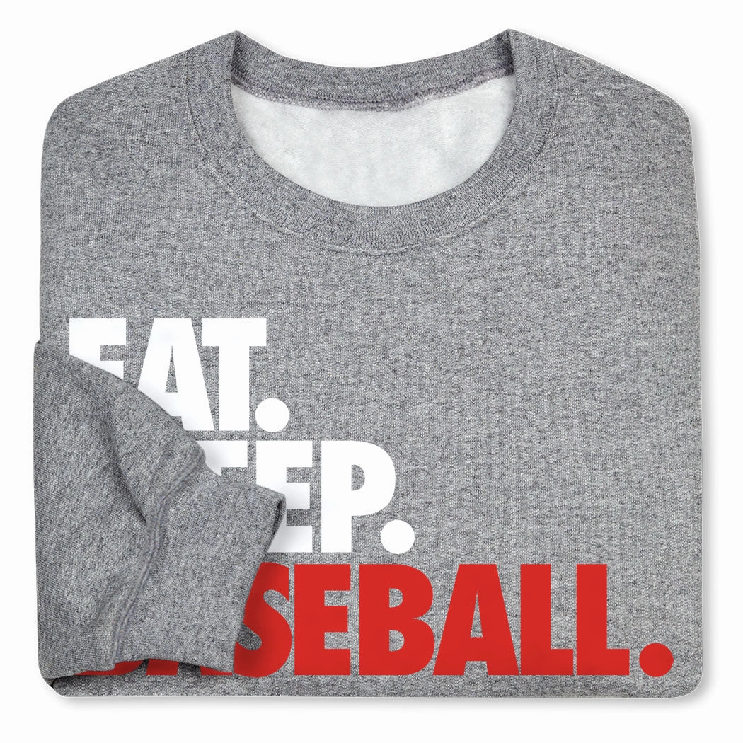 Baseball Crewneck Sweatshirt - Eat Sleep Baseball Bold Raglan Style Sweatshirts