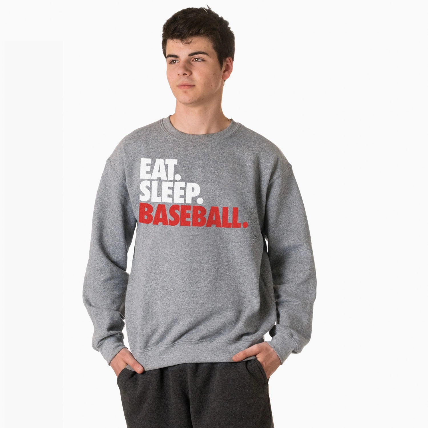 Machine Gun Kelly Sweatshirts Baseball Crewneck Sweatshirt - Eat Sleep Baseball Bold