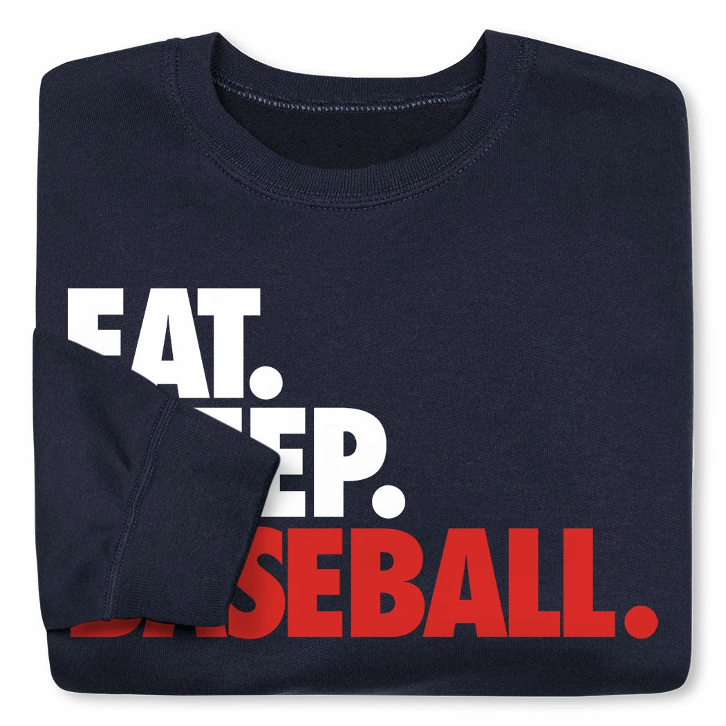 Baseball Crewneck Sweatshirt - Eat Sleep Baseball Bold Cute Outfits Sweatshirts