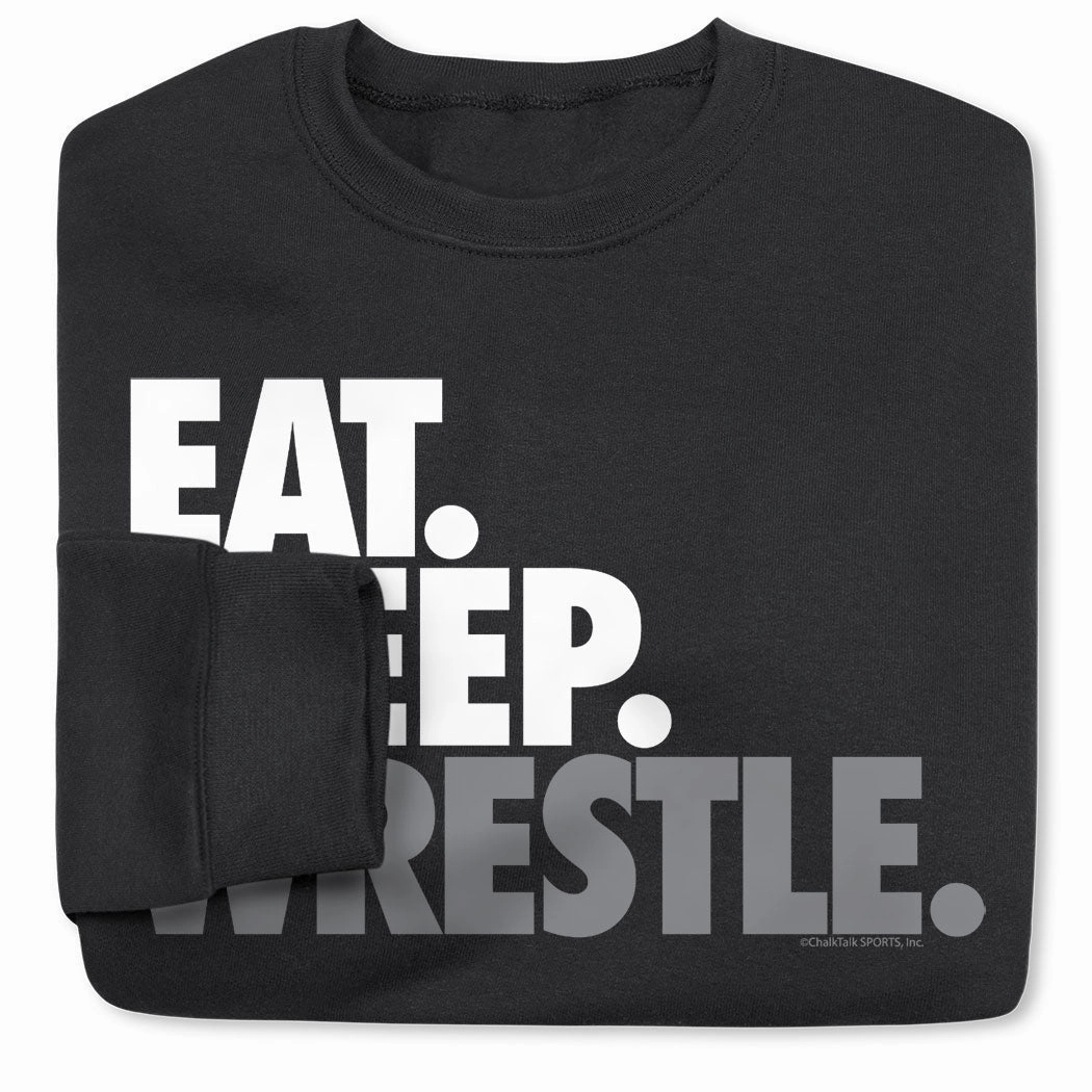 High Quality Custom Sweatshirts Wrestling Crewneck Sweatshirt - Eat Sleep Wrestle (Stack)