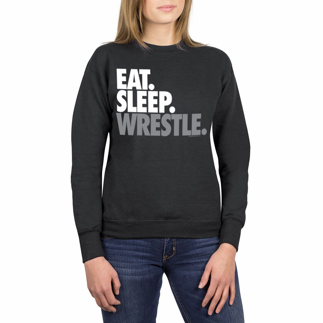 Wrestling Crewneck Sweatshirt - Eat Sleep Wrestle (Stack) Daytona 500 Sweatshirts