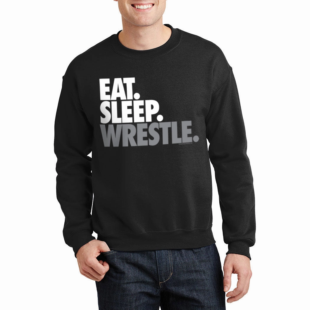 King Of Sweatshirts Wrestling Crewneck Sweatshirt - Eat Sleep Wrestle (Stack)