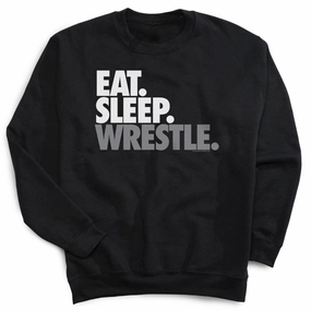 Zip Crop Sweatshirts Wrestling Crewneck Sweatshirt - Eat Sleep Wrestle (Stack)