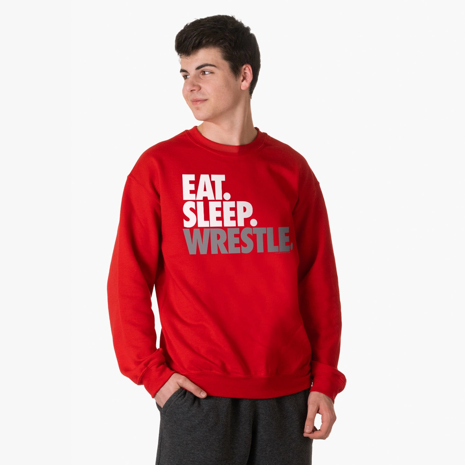 Wrestling Crewneck Sweatshirt - Eat Sleep Wrestle (Stack) Sweatshirts Hoodies