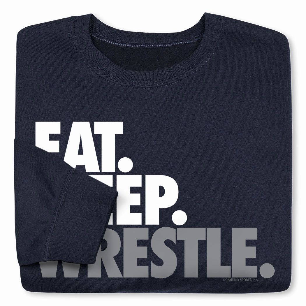 Cool Beer Sweatshirts Wrestling Crewneck Sweatshirt - Eat Sleep Wrestle (Stack)