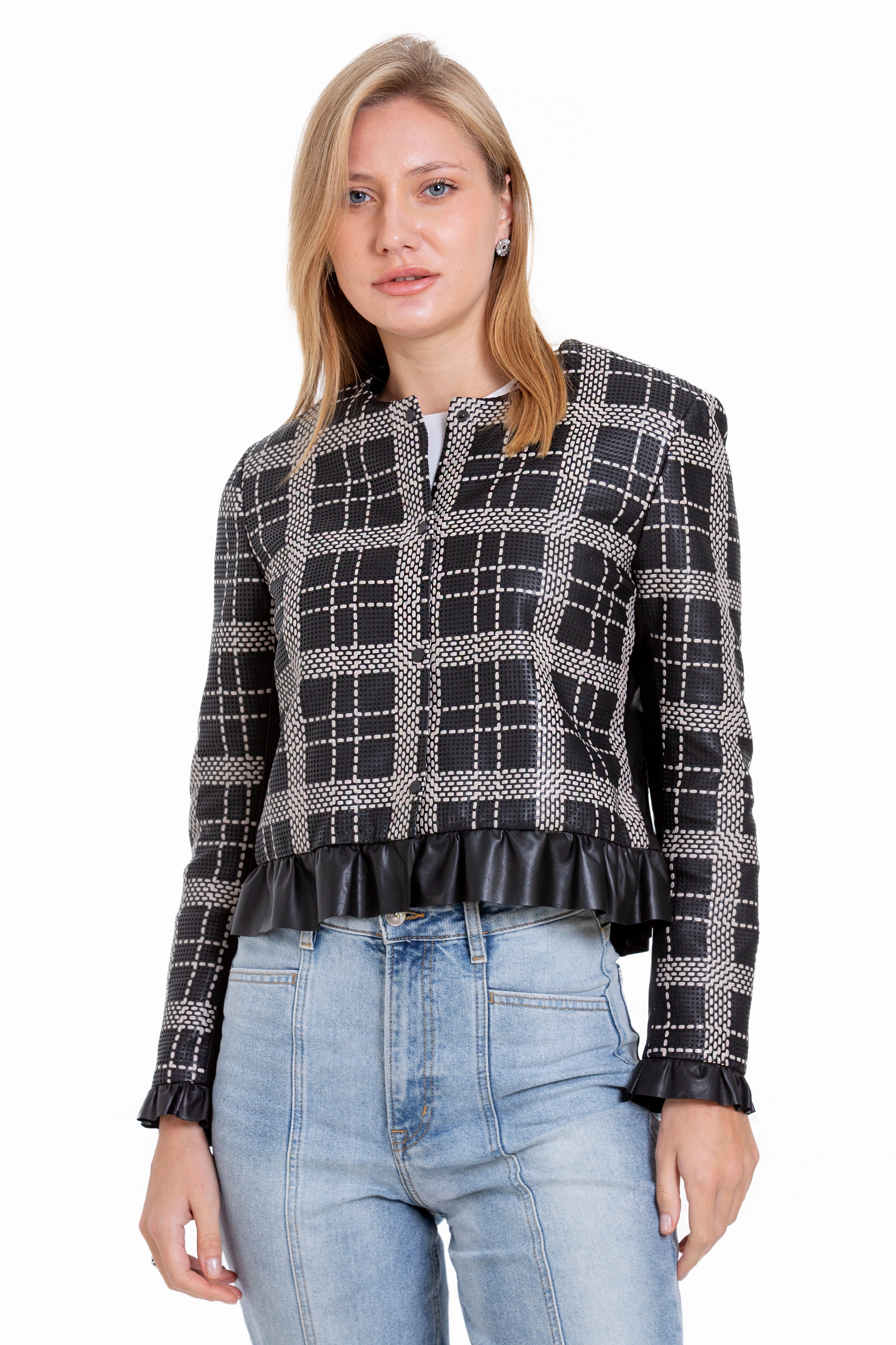 The Enmore Handwoven Leather Black Women Jacket Coats Jackets Casual