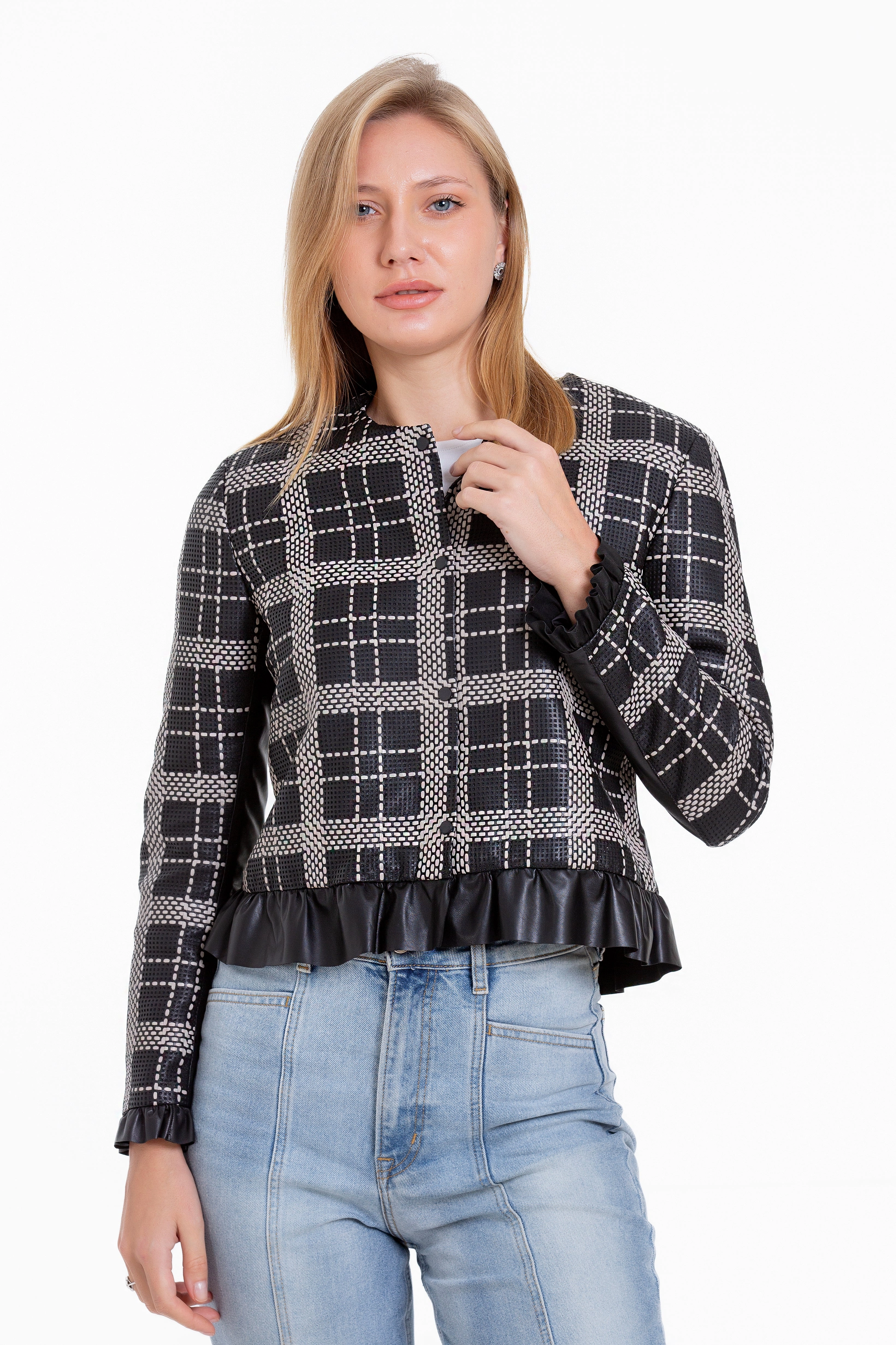 Ski The Enmore Handwoven Leather Black Women Jacket