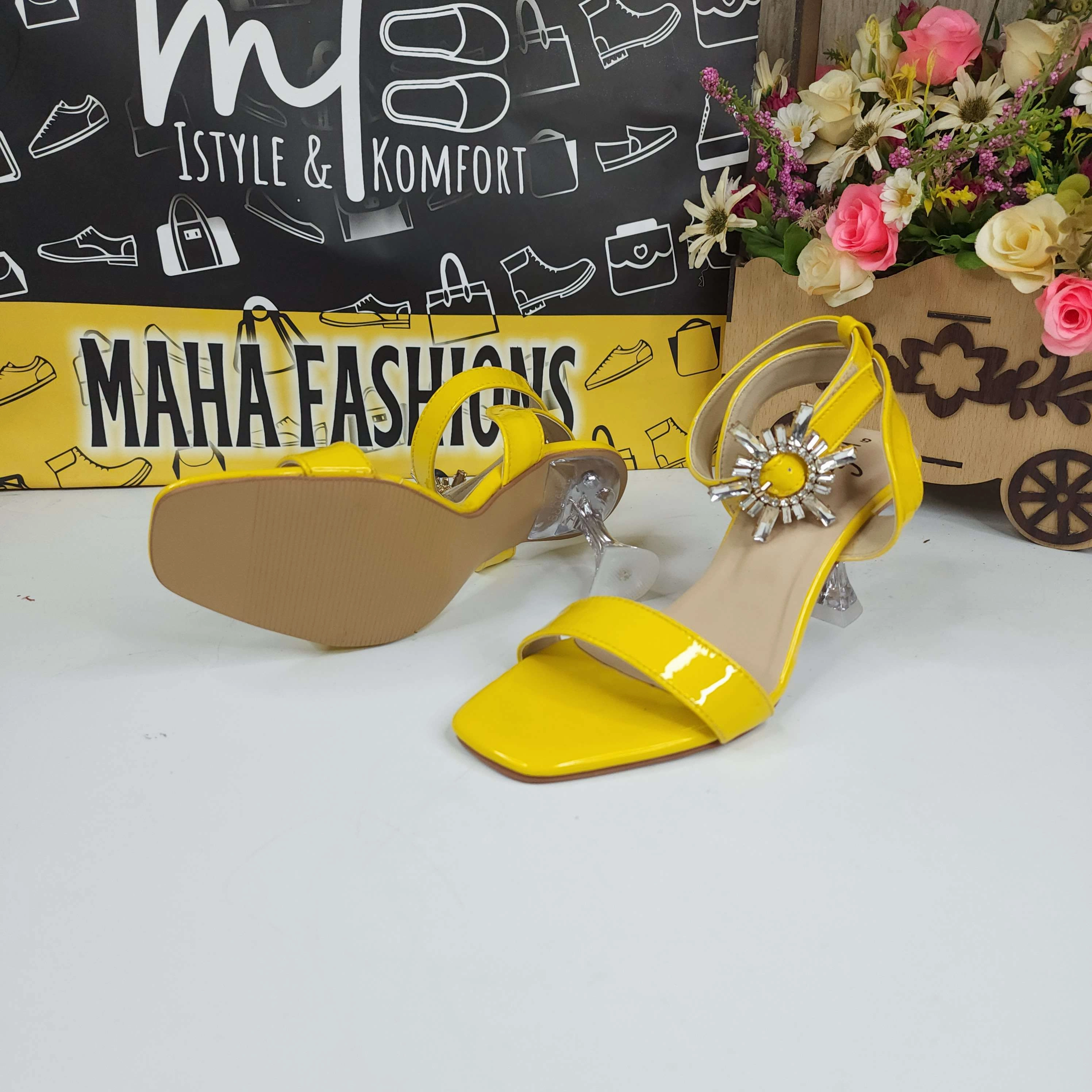 Foam Platform Sandals Yellow Sandals in Heels With Buckle