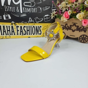 Sandals For Golf Yellow Sandals in Heels With Buckle