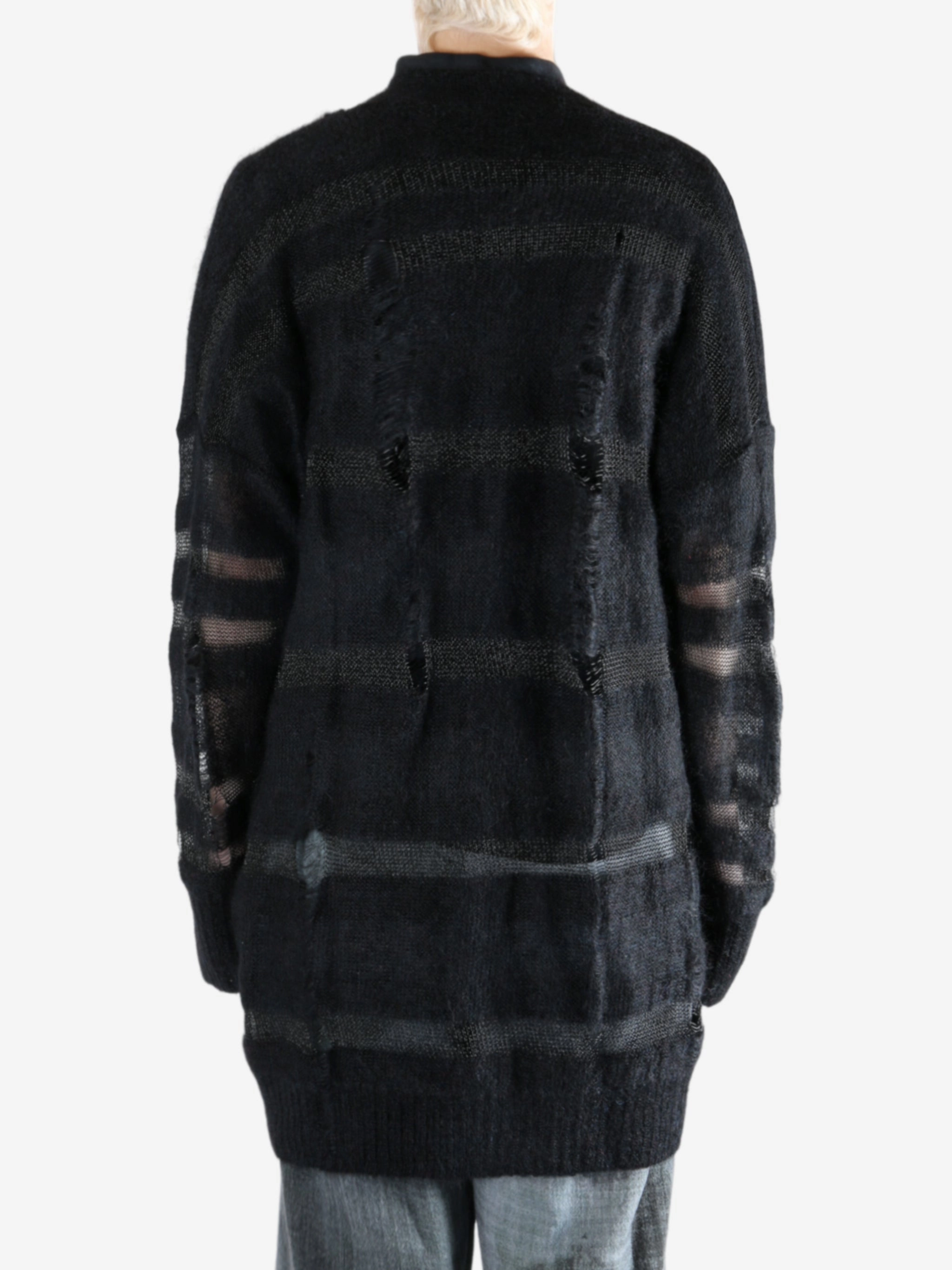 YOHJI YAMAMOTO - Women Damaged Stripe Cardigan Grunge Knitwear