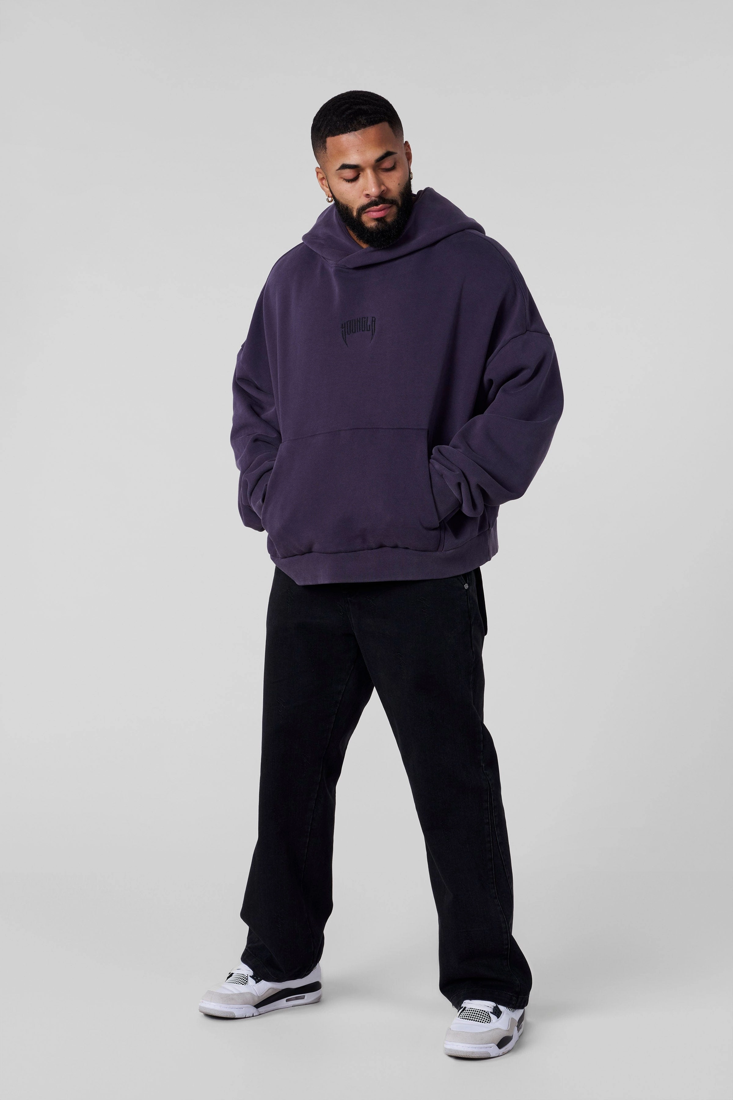 Sweater And Sweatshirts Youngla 5028 - Supersized Chaos Hoodies Purple Wash