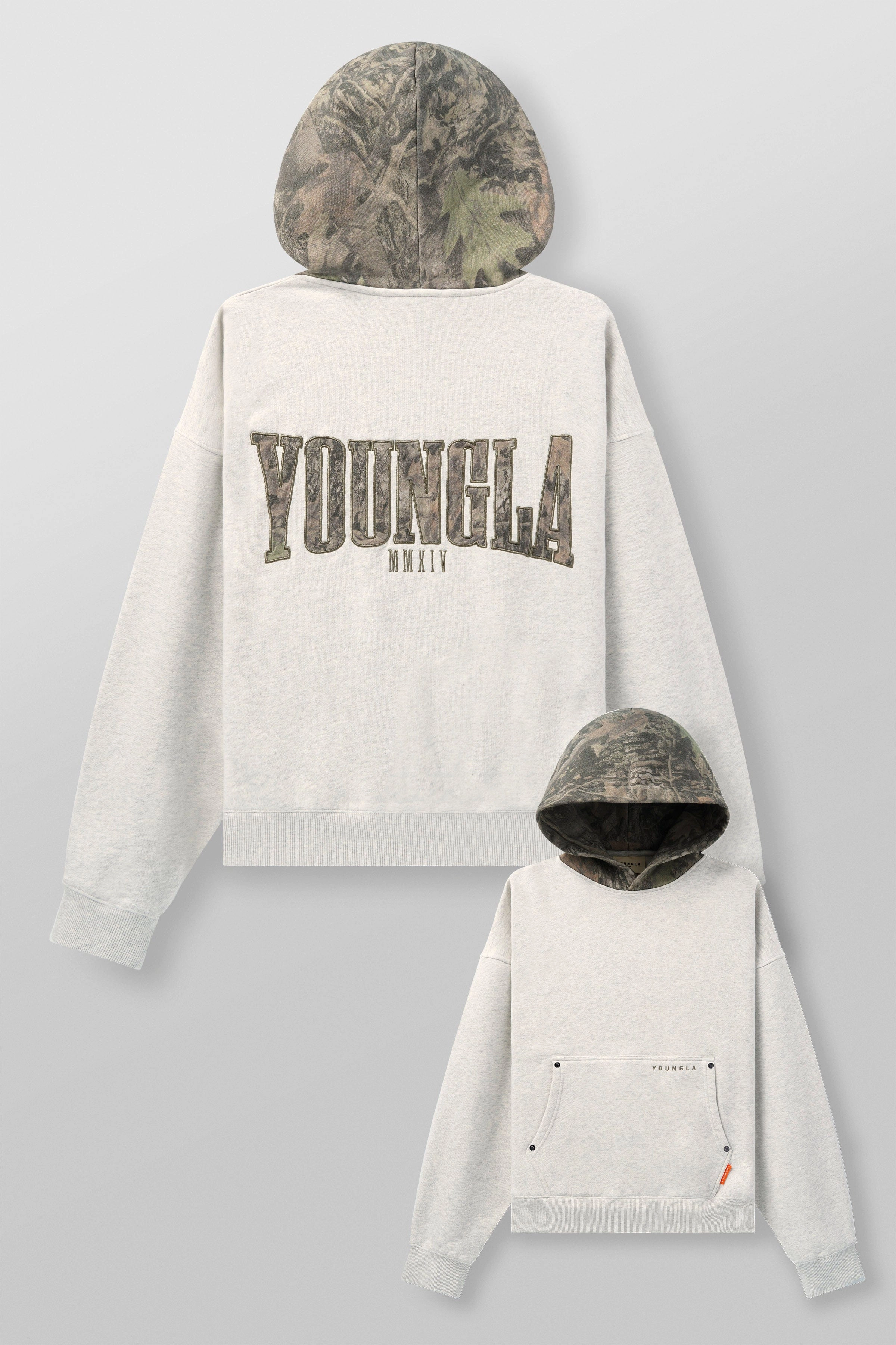 Cal Sweatshirts Youngla 5098 - Tree Camo Hoodies Oatmeal