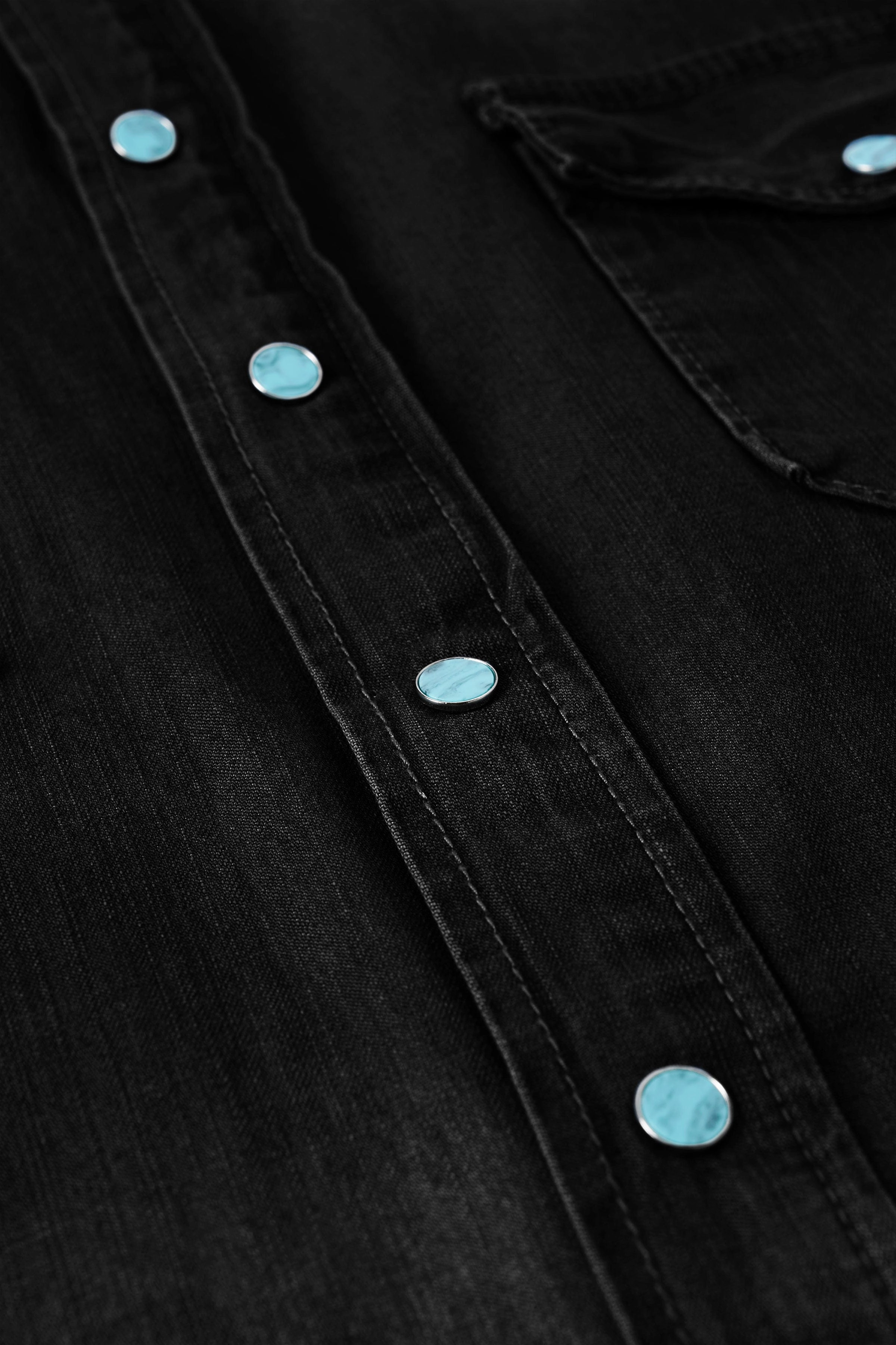 Mid Sleeve T Shirts Youngla 8011 - Western Denim Shirts Black Wash