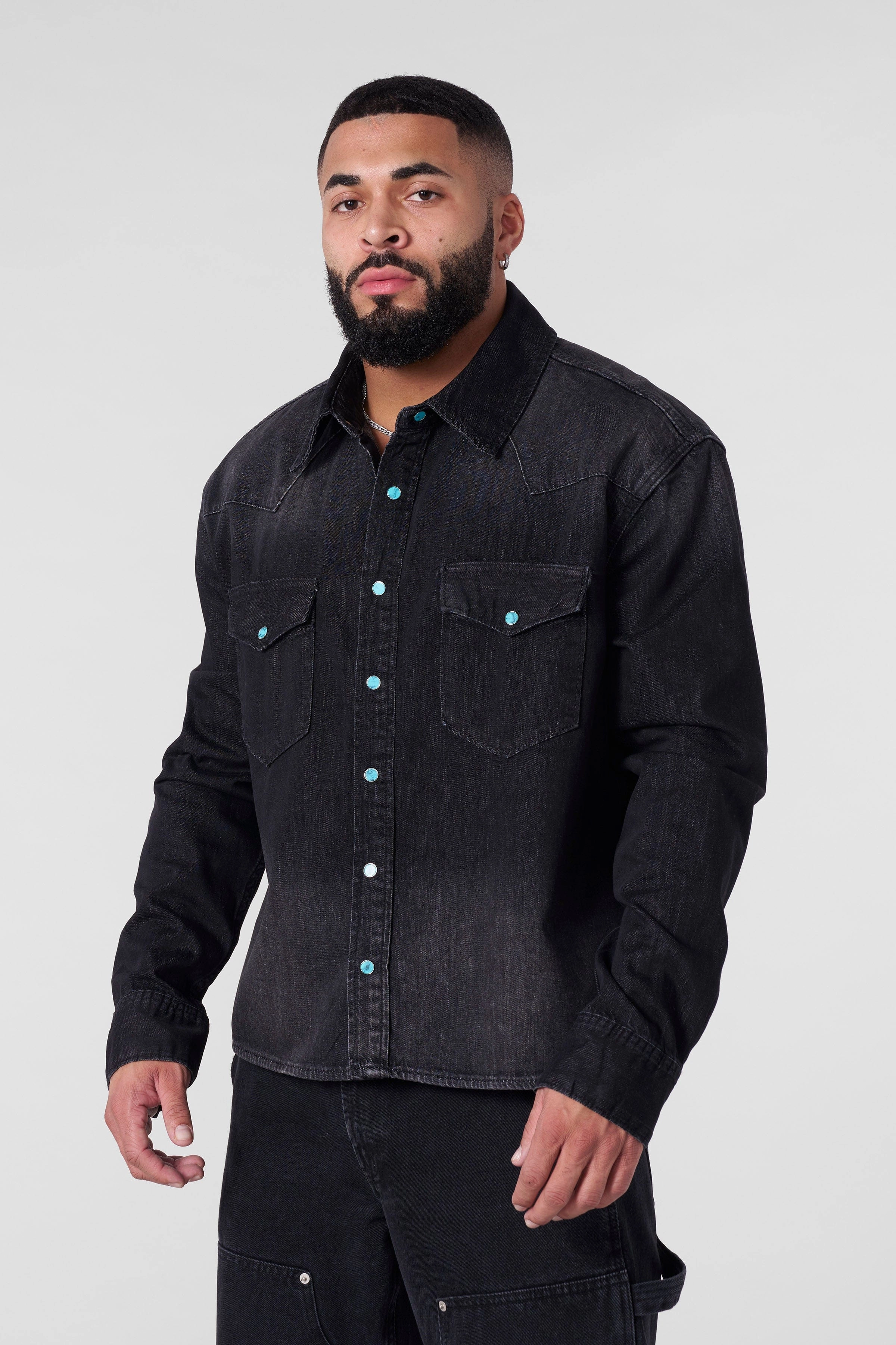 Empyre T Shirts Youngla 8011 - Western Denim Shirts Black Wash