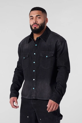 Youngla 8011 - Western Denim Shirts Black Wash Custom Sequin T Shirts