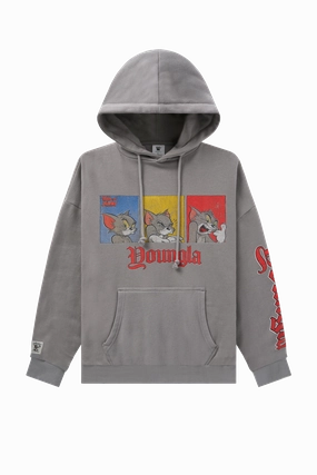 Narragansett Ri Sweatshirts Youngla W528 Tom & Jerry Oversized Hoodie Charcoal