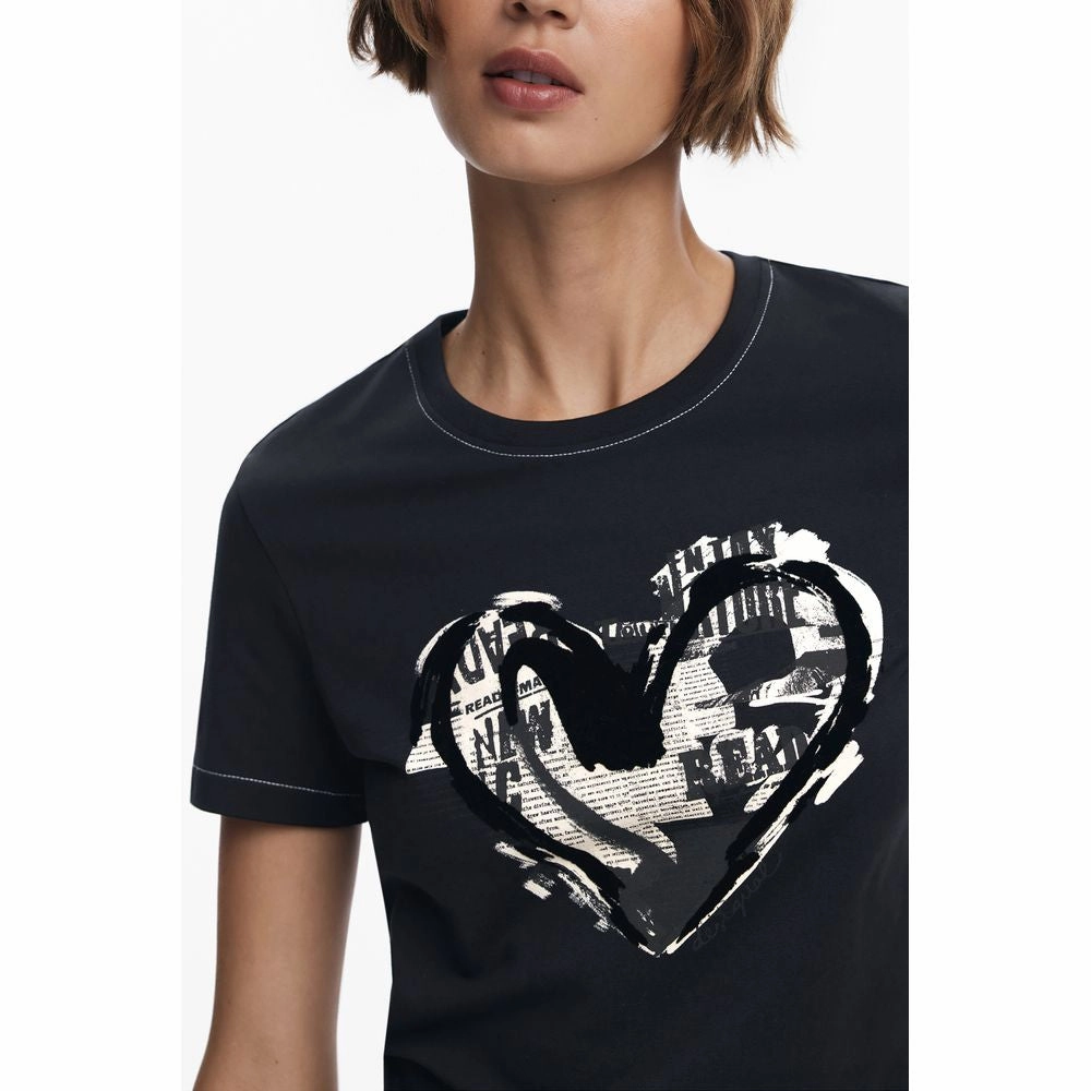 T Shirts And Designs Desigual Black Cotton Women T-Shirt