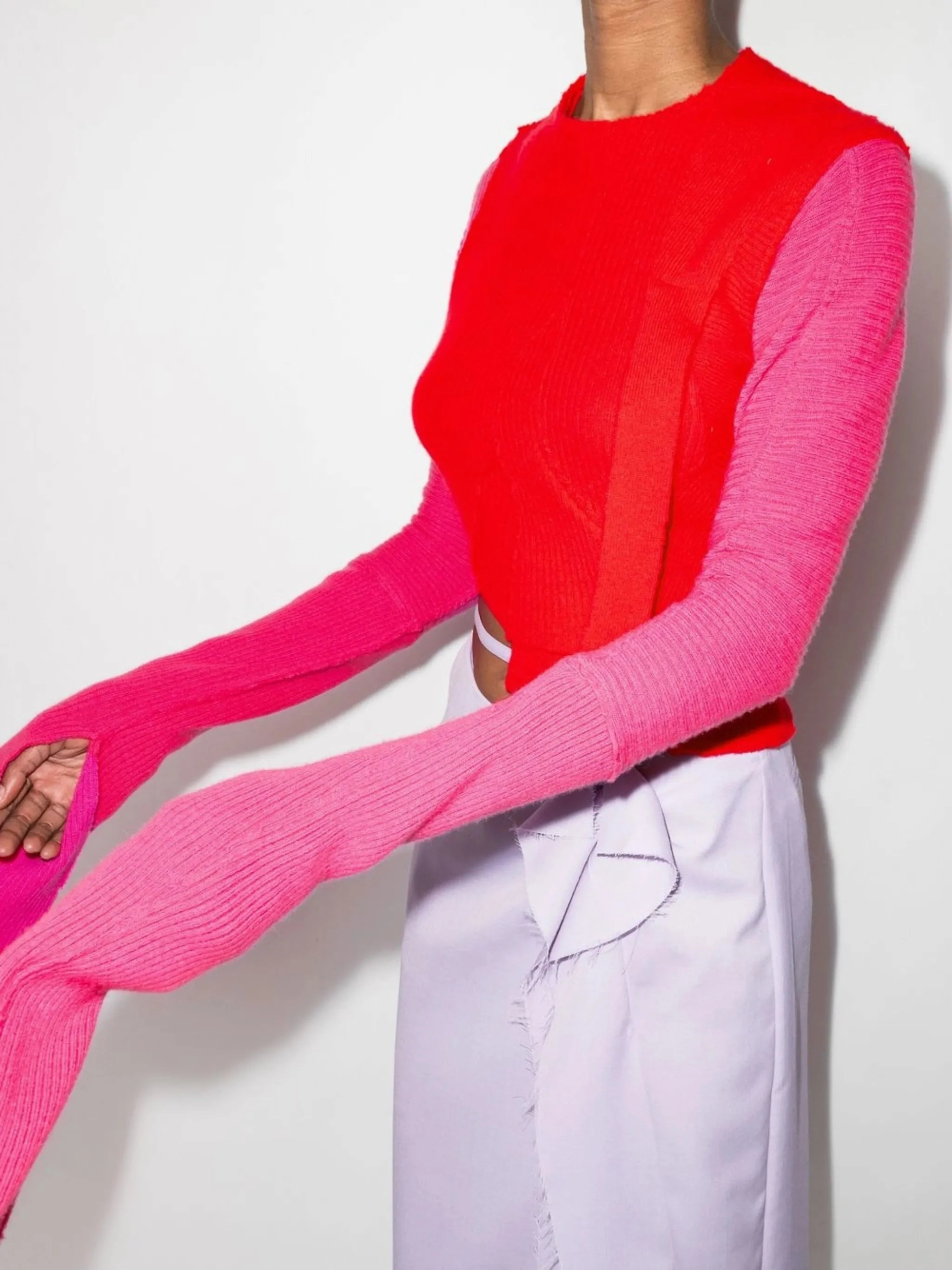 asymmetric ribbed-knit jumper Knitwear Shops London