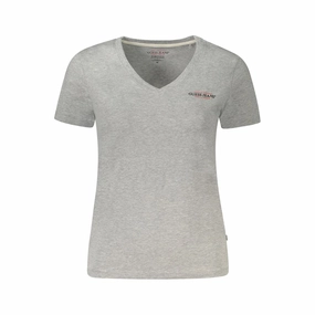 Guess Jeans Gray Cotton Women Top Pennsylvania T Shirts