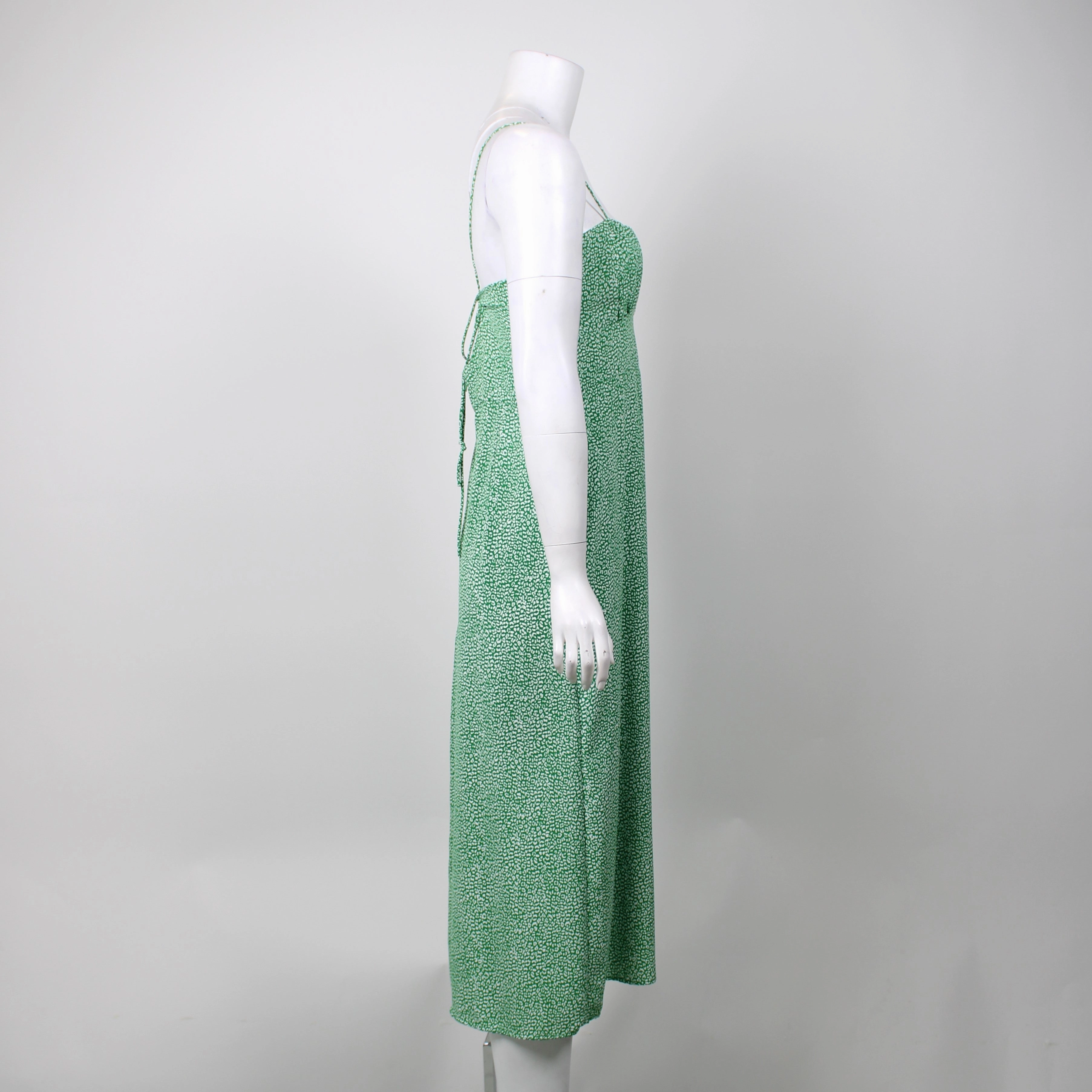 Zara Green Midi Dress Portrait Floral Midi Dress